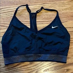 Nike black vneck sports bra with mesh detailing